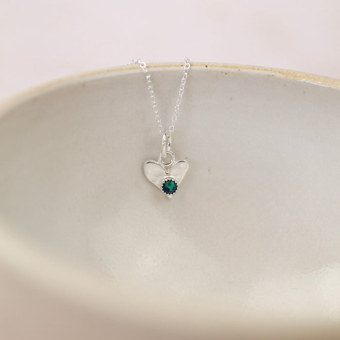 Sterling Silver Small Birthstone Heart Pendant