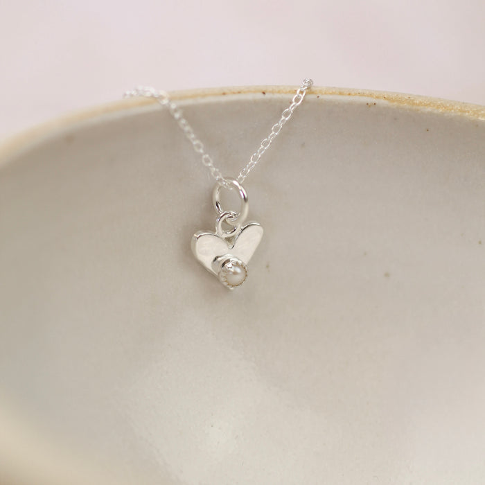 Sterling Silver Small Birthstone Heart Pendant
