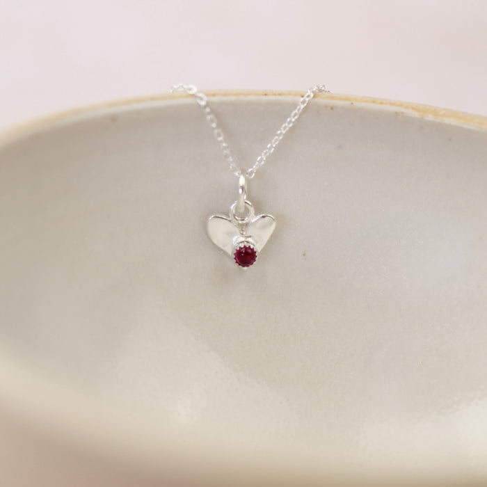 Sterling Silver Small Birthstone Heart Pendant