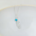 Sterling Silver Small Feather And Turquoise Pendant
