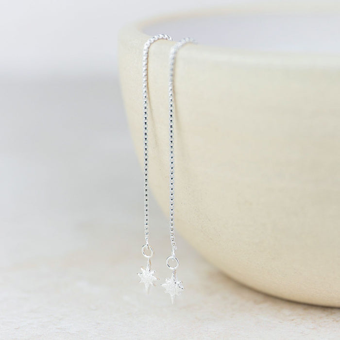 Sterling Silver Starburst Threader Earrings