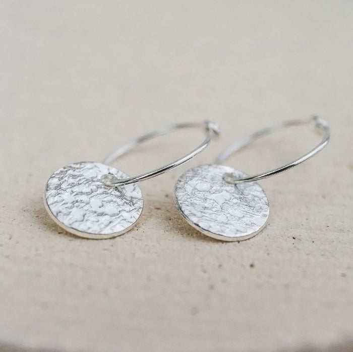 Sterling Silver Circle Charm Hoops