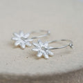 Sterling Silver Daisy Charm Hoops