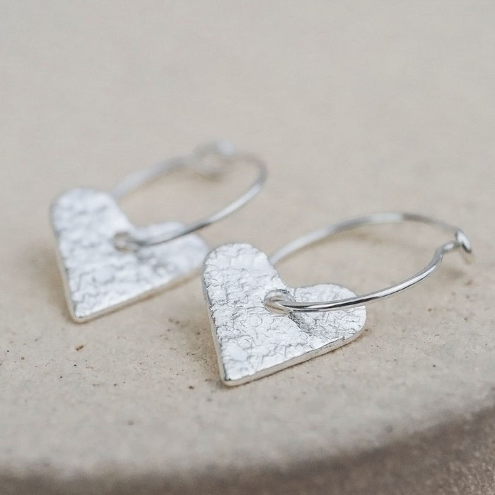 Sterling Silver Heart Hoops