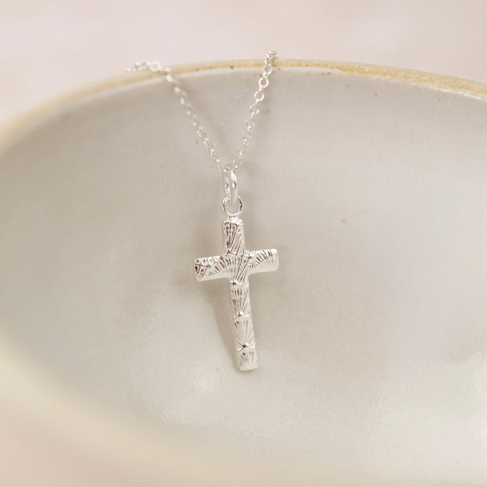 Sterling Silver Textured Cross Pendant