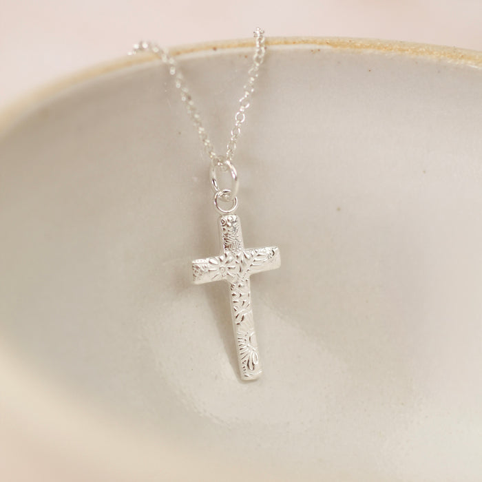 Sterling Silver Textured Cross Pendant