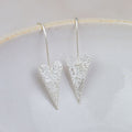Sterling Silver Long Heart Earrings