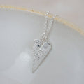 Sterling Silver Textured Long Heart Pendant