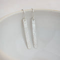 Sterling Silver Textured Long Rectangle Earrings