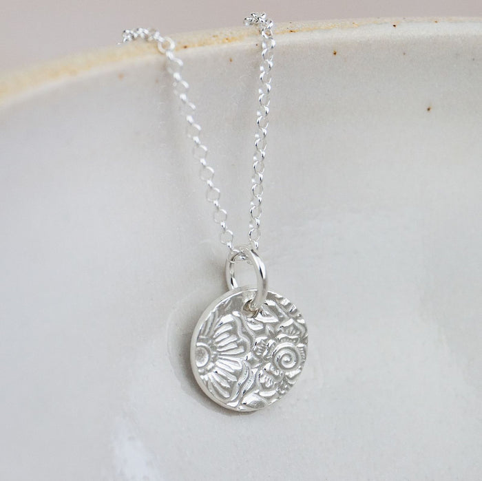Sterling Silver Textured Small Circle Pendant
