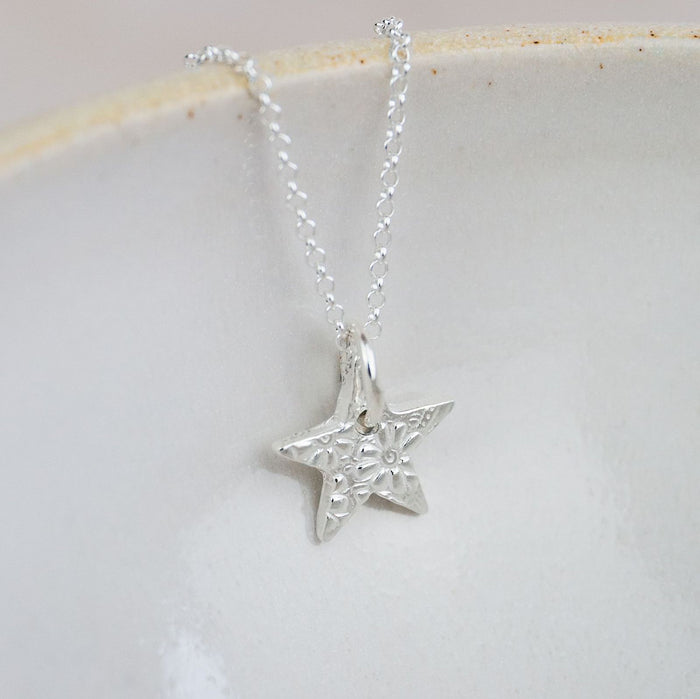 Sterling Silver Textured Small Star Pendant