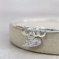 Sterling Silver Tilted Heart Charm Bangle