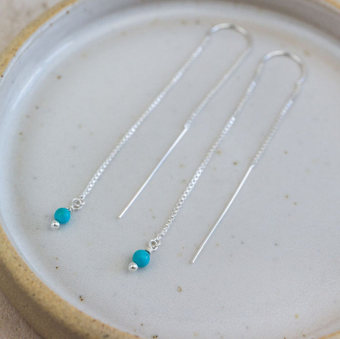 Sterling Silver Threader Earring with Turquoise Bead