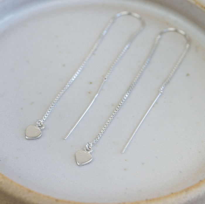 Sterling Silver Threader Earrings with Silver Charms