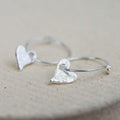 Sterling Silver Tilted Heart Hoops