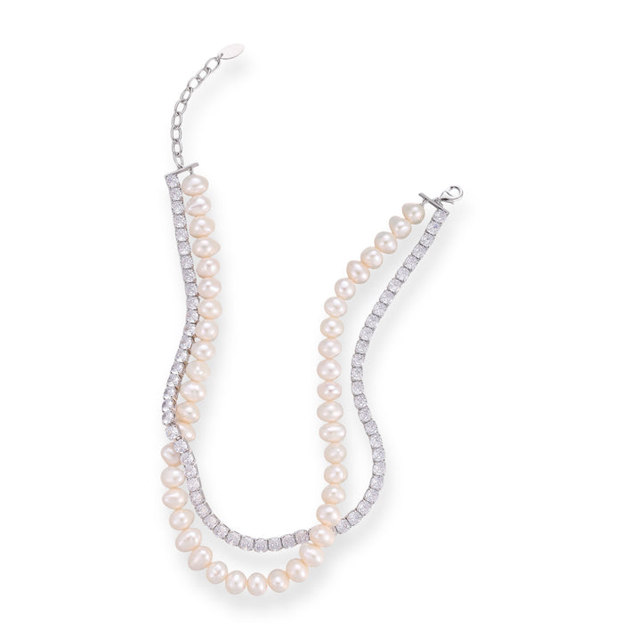 Sunwina White Pearl Double Layer Choker Necklace