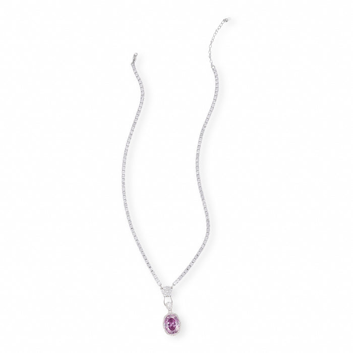 Theodlind Pink Oval Necklace