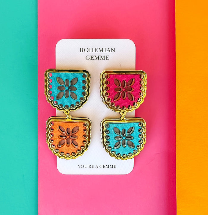 Throwback Papel Picado 2 Tier Earrings