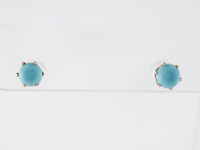 Turquoise Stud Earrings in 14k Yellow Gold