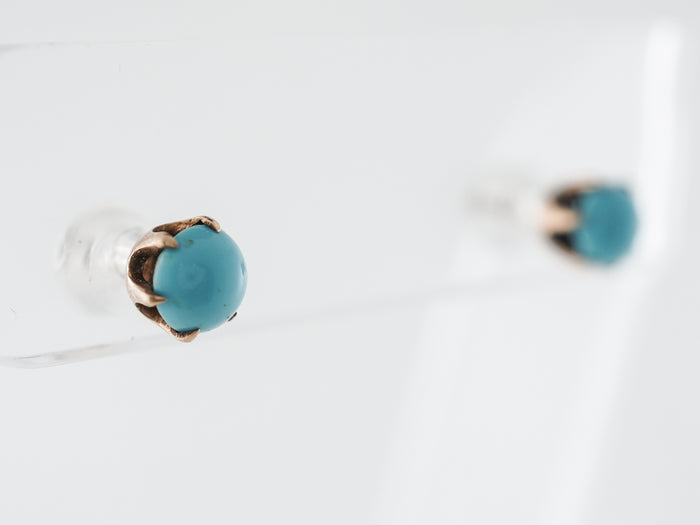Turquoise Stud Earrings in 14k Yellow Gold