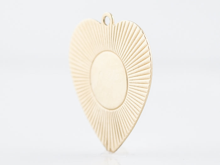 Vintage Pendant Charm Heart Mid-Century 14k Yellow Gold