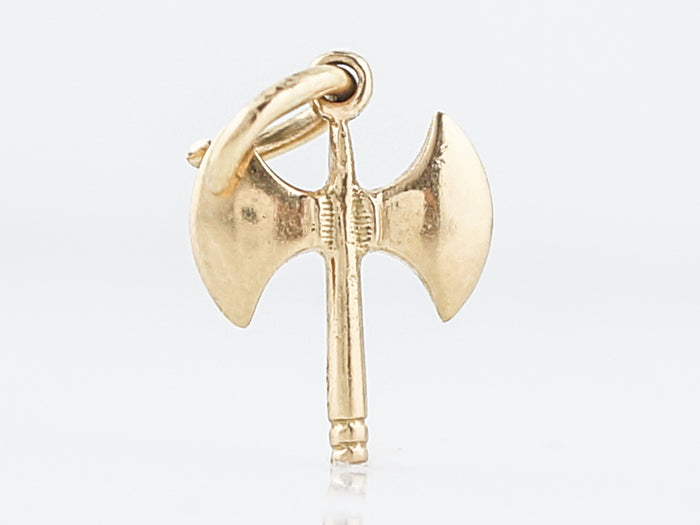 Vintage Pendant Mid-Century Axe Charm 18k Yellow Gold
