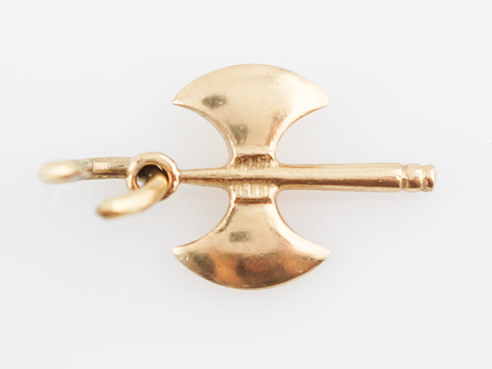 Vintage Pendant Mid-Century Axe Charm 18k Yellow Gold