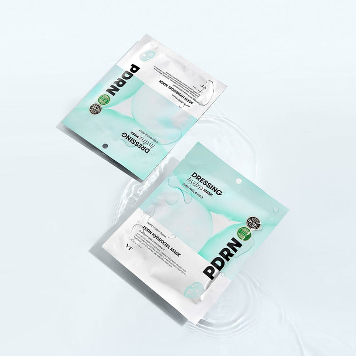 VT COSMETIC PDRN Hydrogel Mask 4 Pack on a light blue background