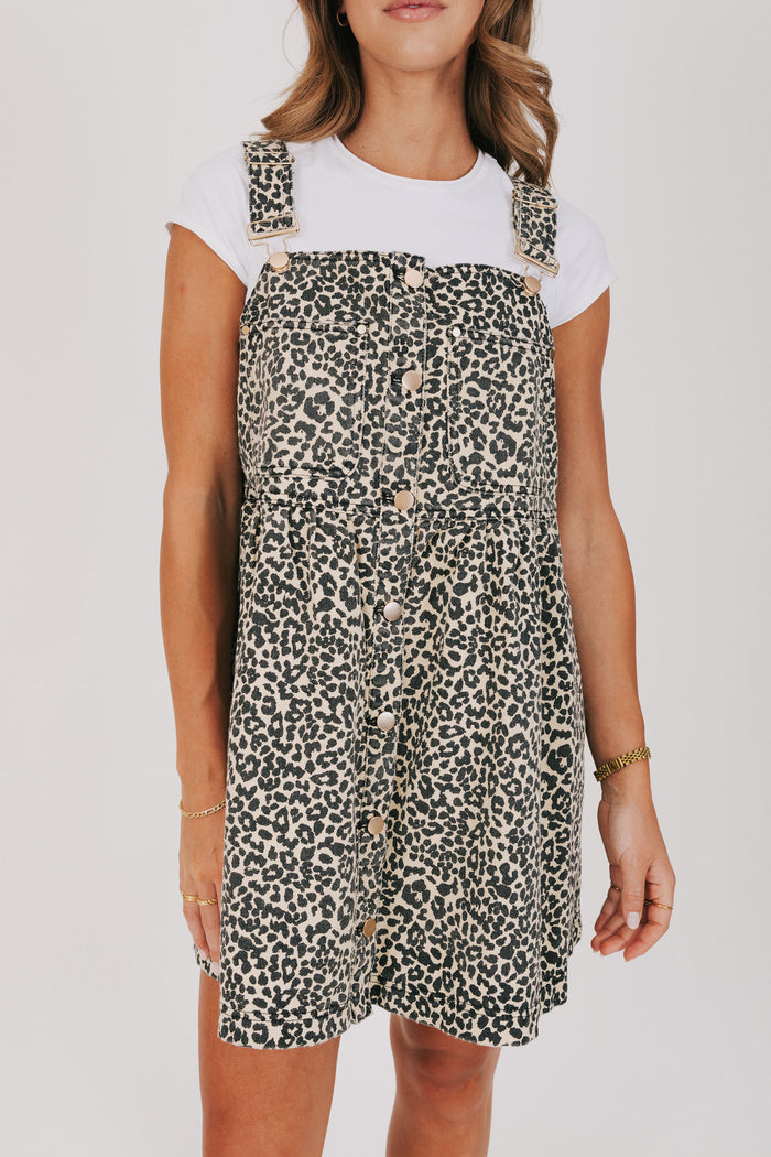cheetah print overall dress