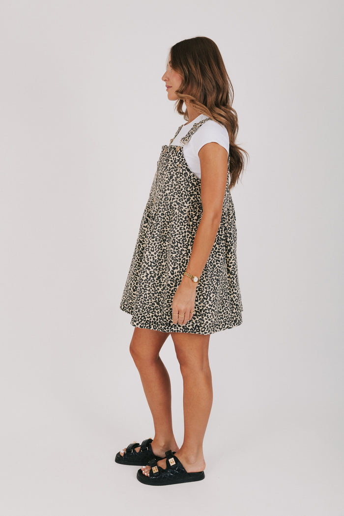 cheetah print overall dress