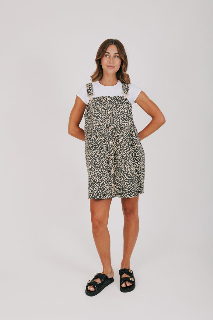 cheetah print overall dress