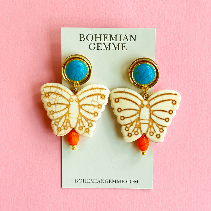 White Butterfly Earrings