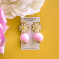 White Daisy Drop Earrings
