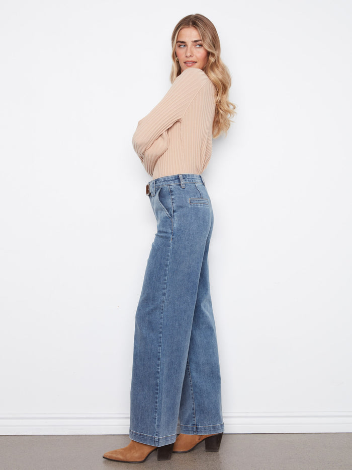 Crafted from stretch denim, these jeans ensure comfort and flexibility throughout the day. By Charlie B.