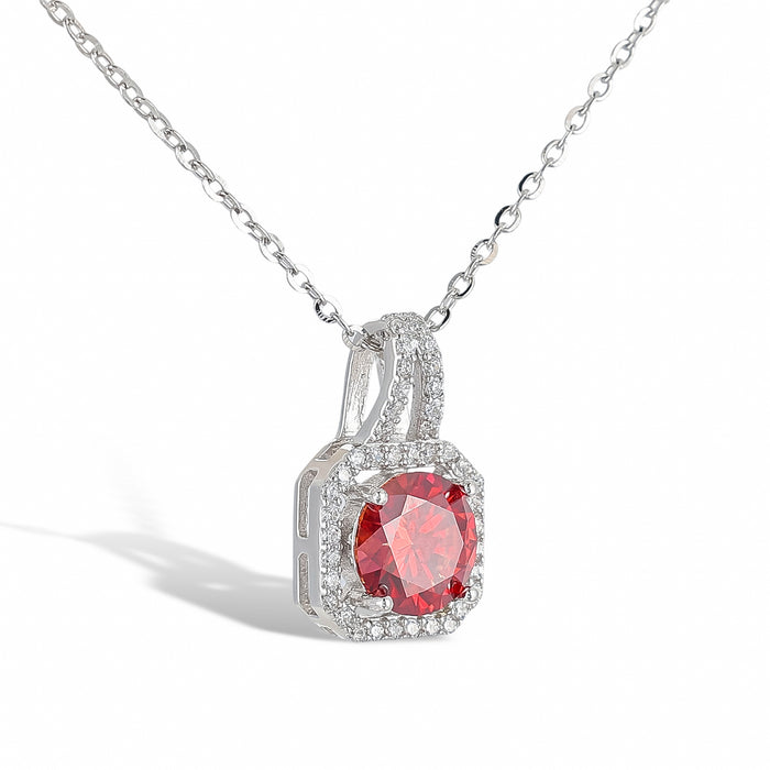 Zéphyrine Ruby Round Necklace & Earrings Set